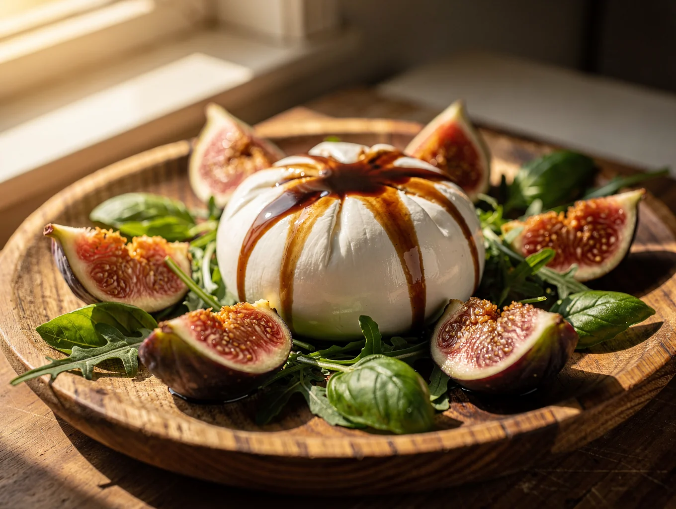 Burrata with roasted figs and balsamic