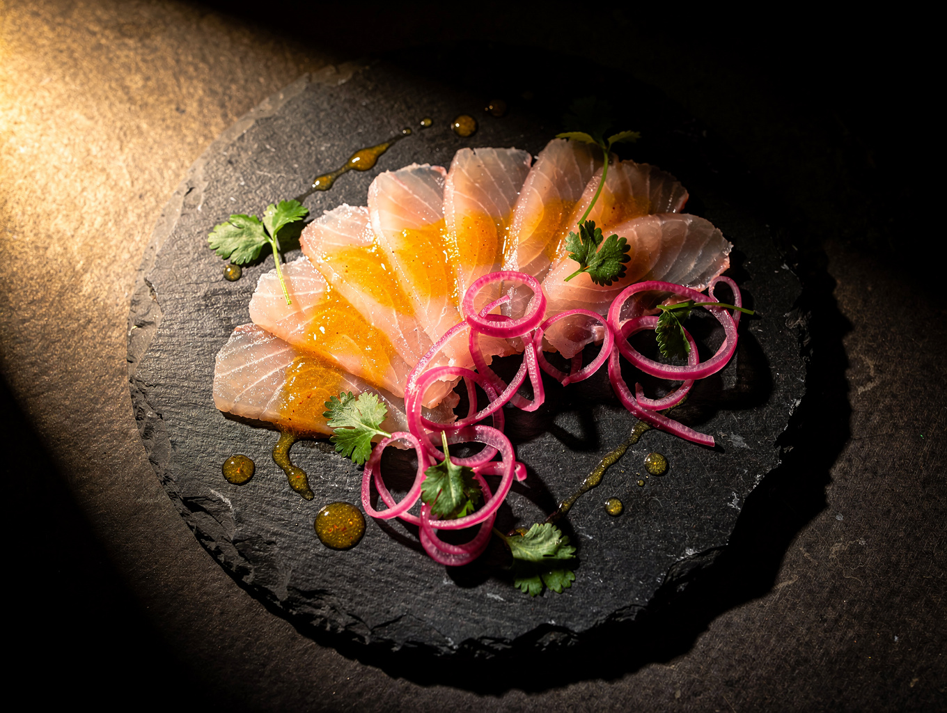 Yellowtail crudo with citrus and oil